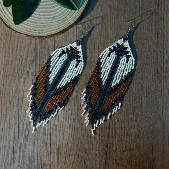 Bohemian Style Tassel Earrings with Glass Beads Dangle Earrings Vibrant - Picture 6 of 7